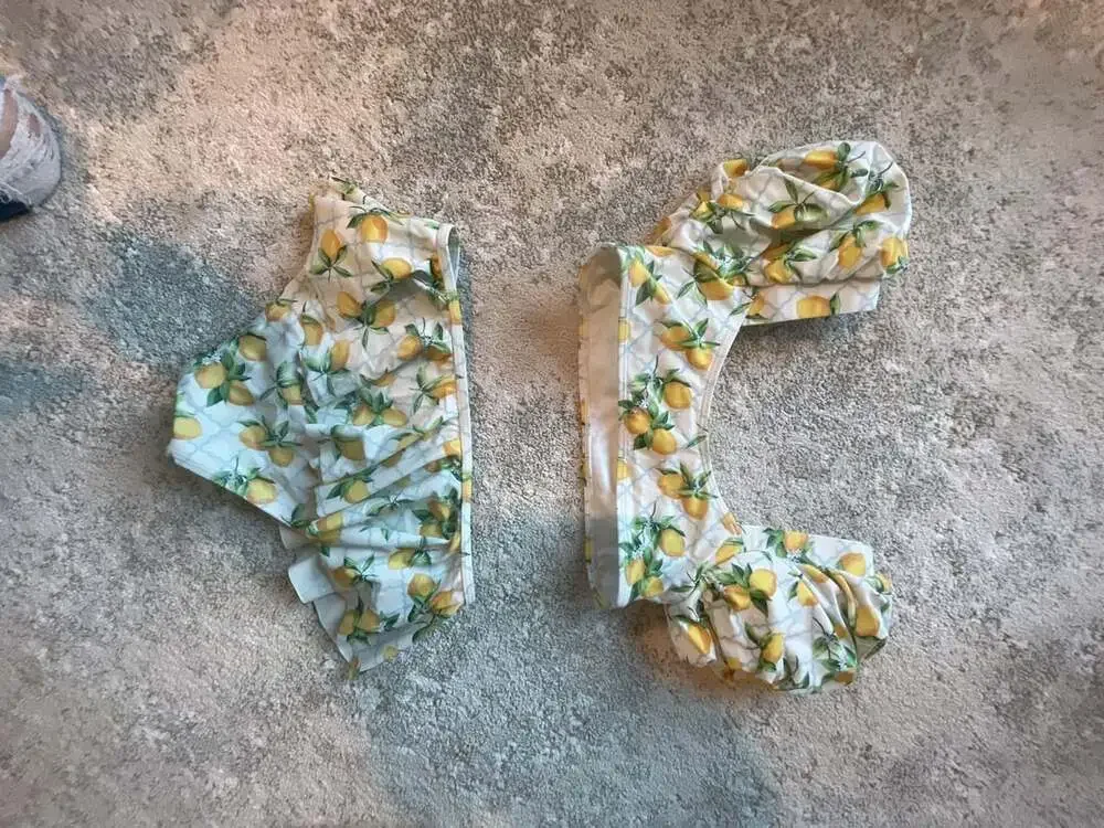 Janie and Jack Lemon Swimsuit Size 12 Two-Piece Ruffle Bathing Suit